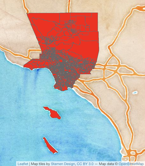Los Angeles county tracts with islands